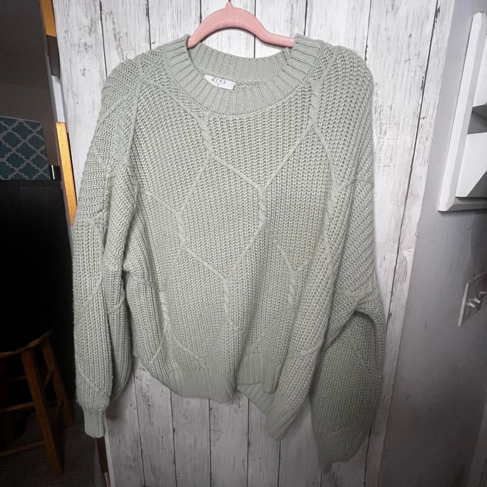 Mint Green Chunky Knot Grey Bandit Sweater XS